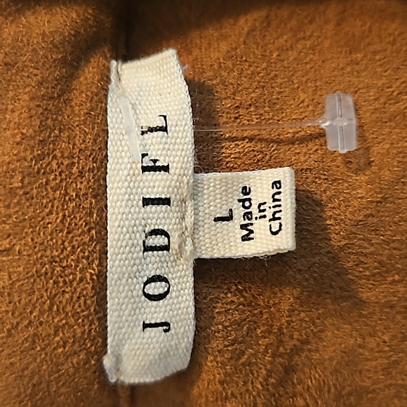 Jodifl Women's Brown Solid Fringed Faux Suede Button Down Size L - Picture 7 of 8